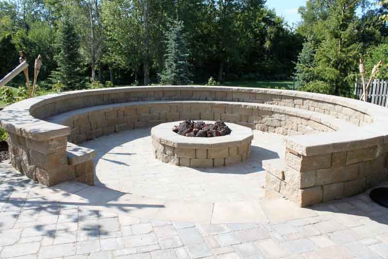 Custom patio with a nice fire pit