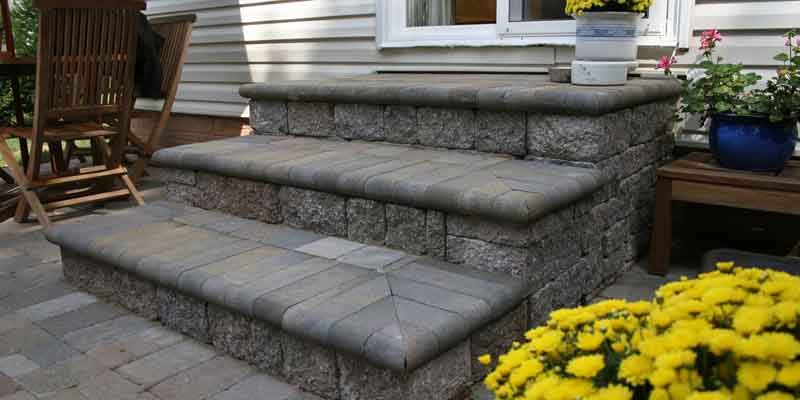 Natural stone paver steps make for a sharp look!