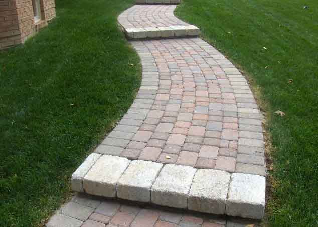 A brick and paver walkway